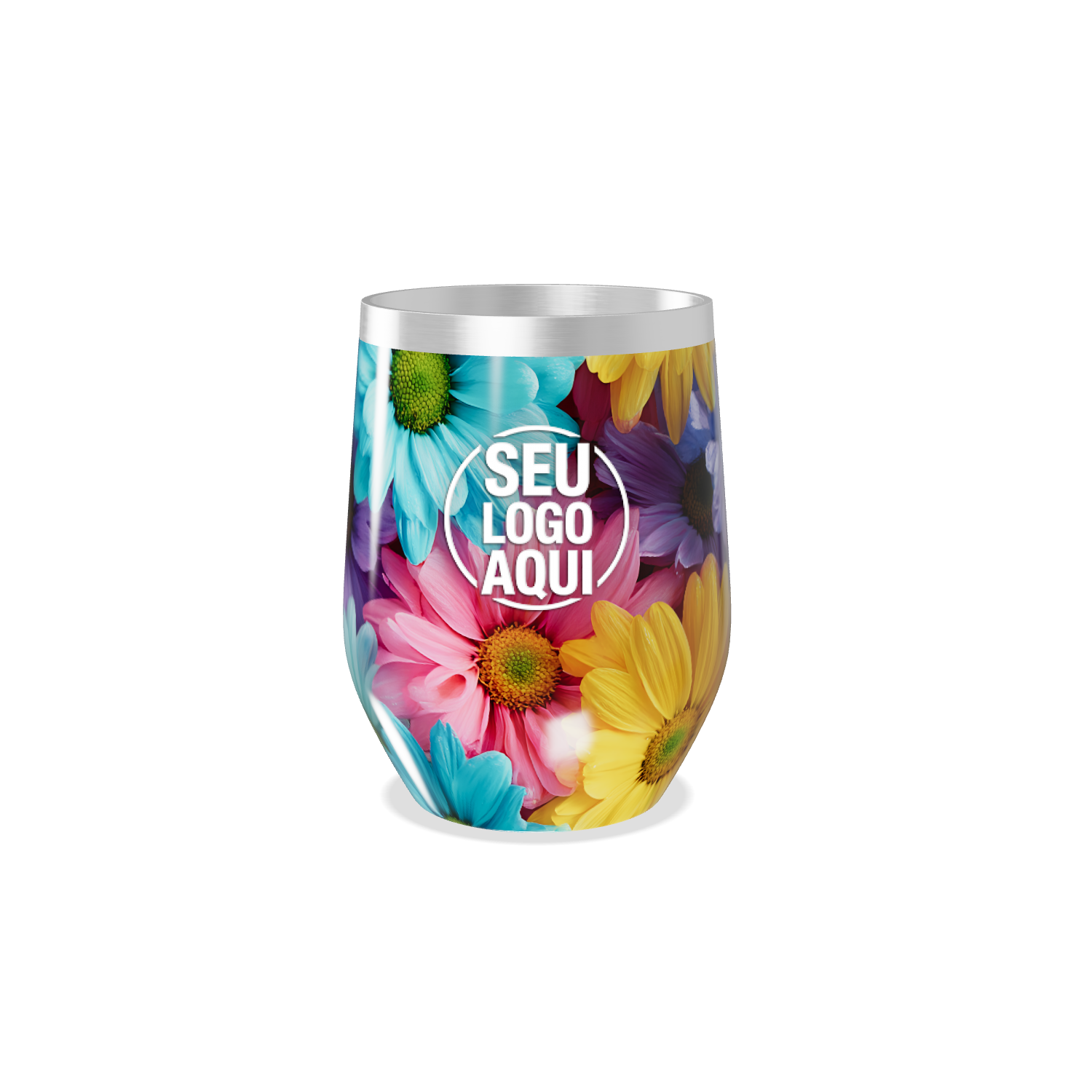 COPO TÉRMICO SLIM   FLORES COLORIDAS INOX