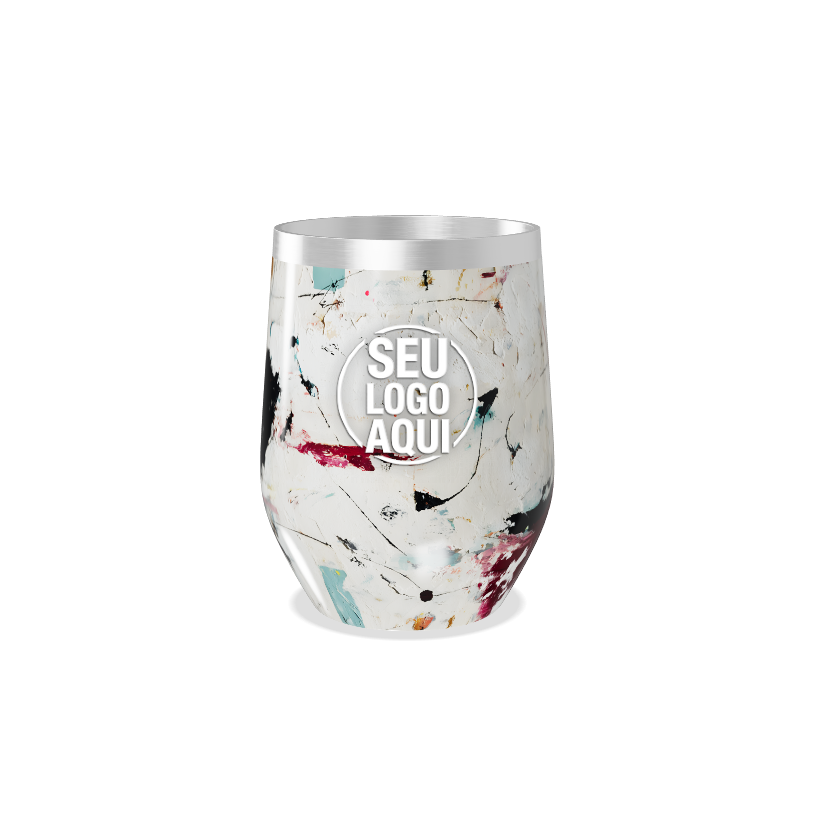COPO TÉRMICO SLIM   ABSTRATO COLORIDO AÇO INOX