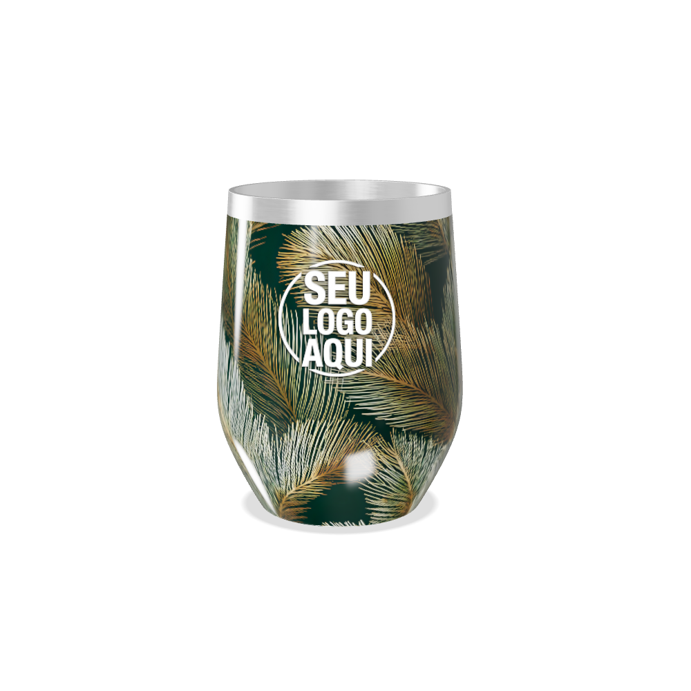 COPO TÉRMICO SLIM   FOLHAGEM VERDE AÇO INOX