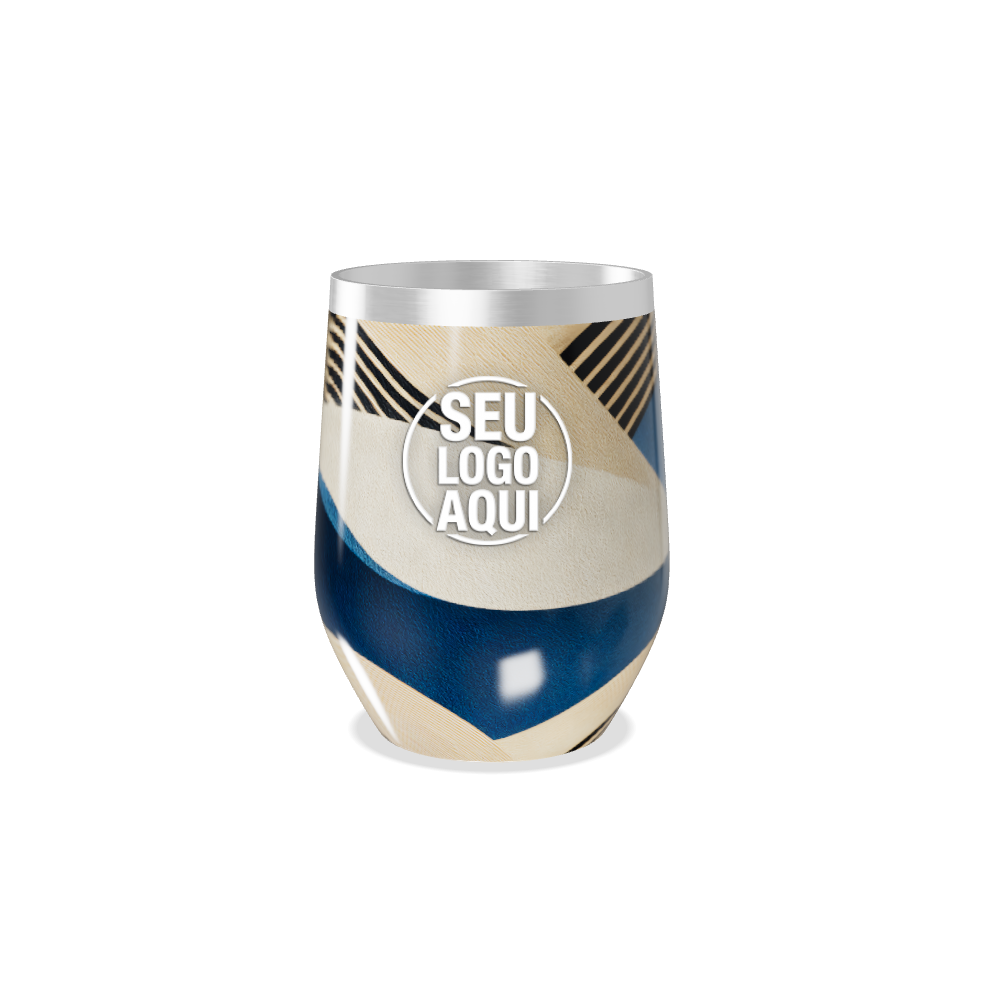 COPO TÉRMICO SLIM   ABSTRATO AZUL E BEGE