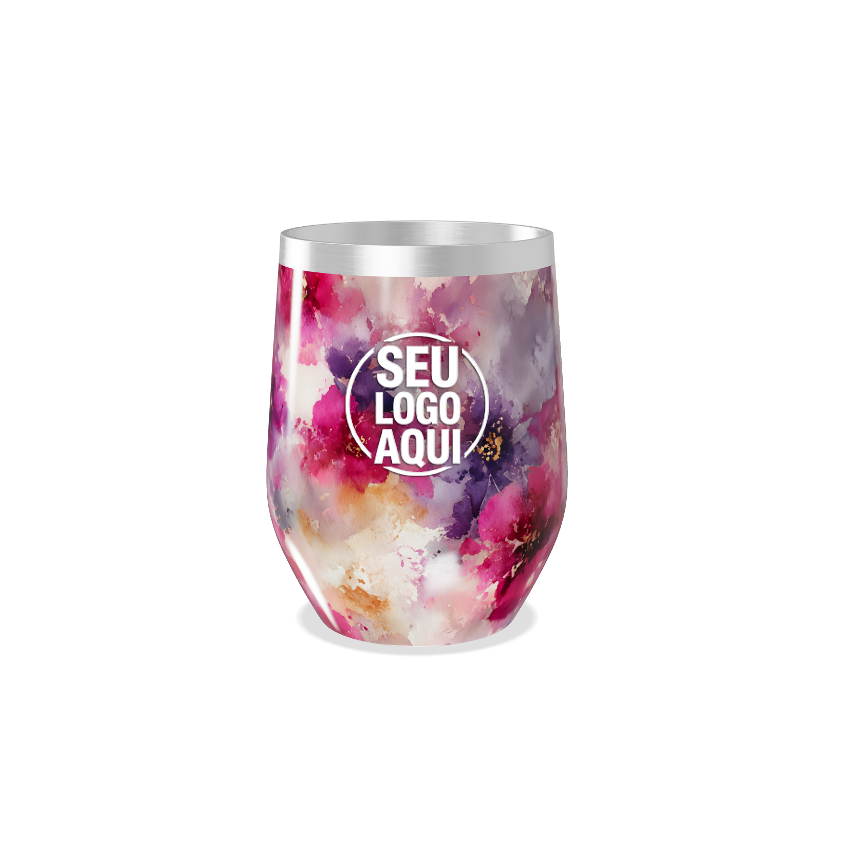 COPO TÉRMICO SLIM   FLORAL COLORIDO AÇO INOX