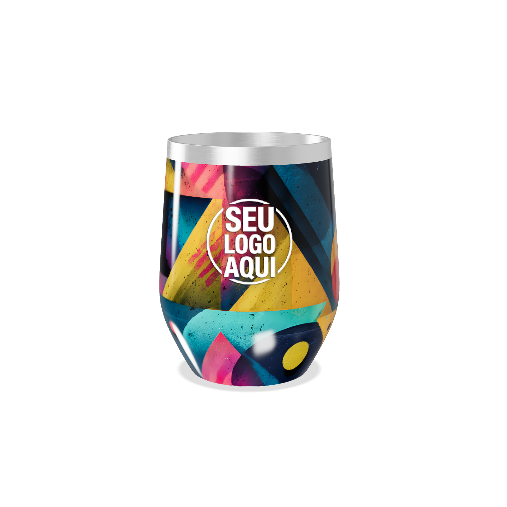 COPO TÉRMICO SLIM   COLORIDO COM ESTAMPA GEOMÉTRICA