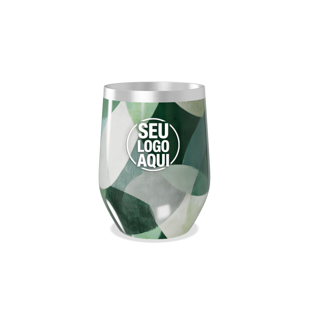 COPO TÉRMICO SLIM   VERDE GEOMÉTRICO INOX