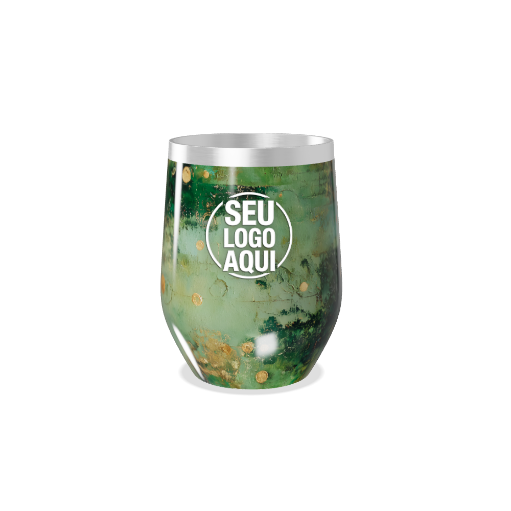 COPO TÉRMICO SLIM VERDE PONTILHADO INOX