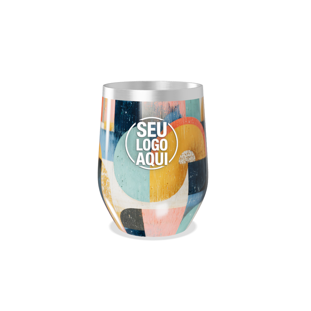COPO TÉRMICO SLIM ESTAMPA GEOMÉTRICA COLORIDA