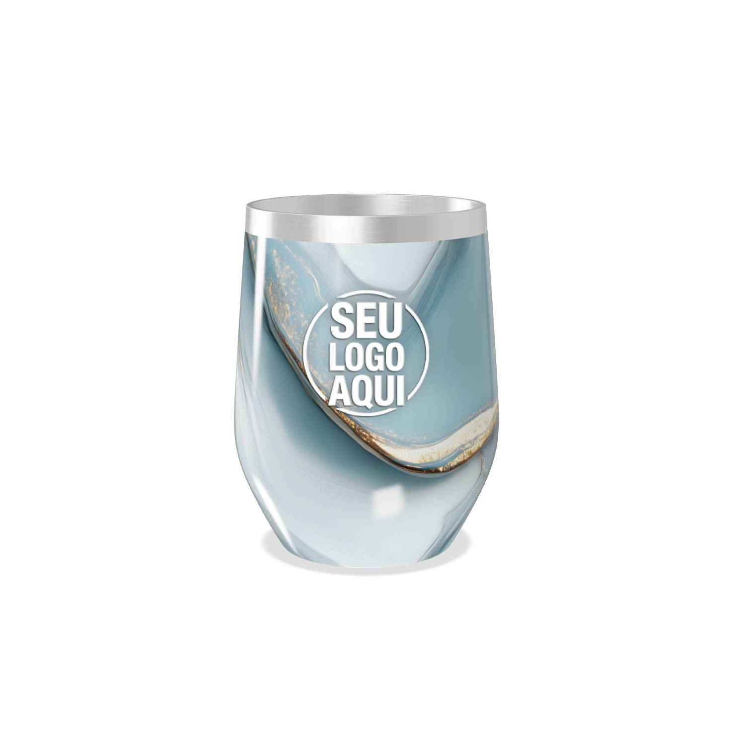 COPO TÉRMICO SLIM AZUL MARMORIZADO AÇO INOX